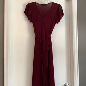 Lulu’s Maroon Long Maxi Wrap Dress